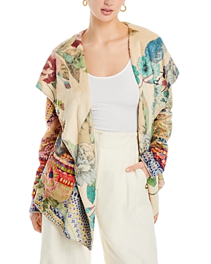 Shop Johnny Was Mosaic Reversible Hooded Sherpa Jacket In Multi