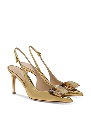 Gianvito Rossi Jaipur Metallic Leather Slingback Pumps In Mekong