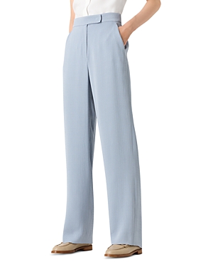Emporio Armani Jacquard Wide Leg Trousers In Blue Grey