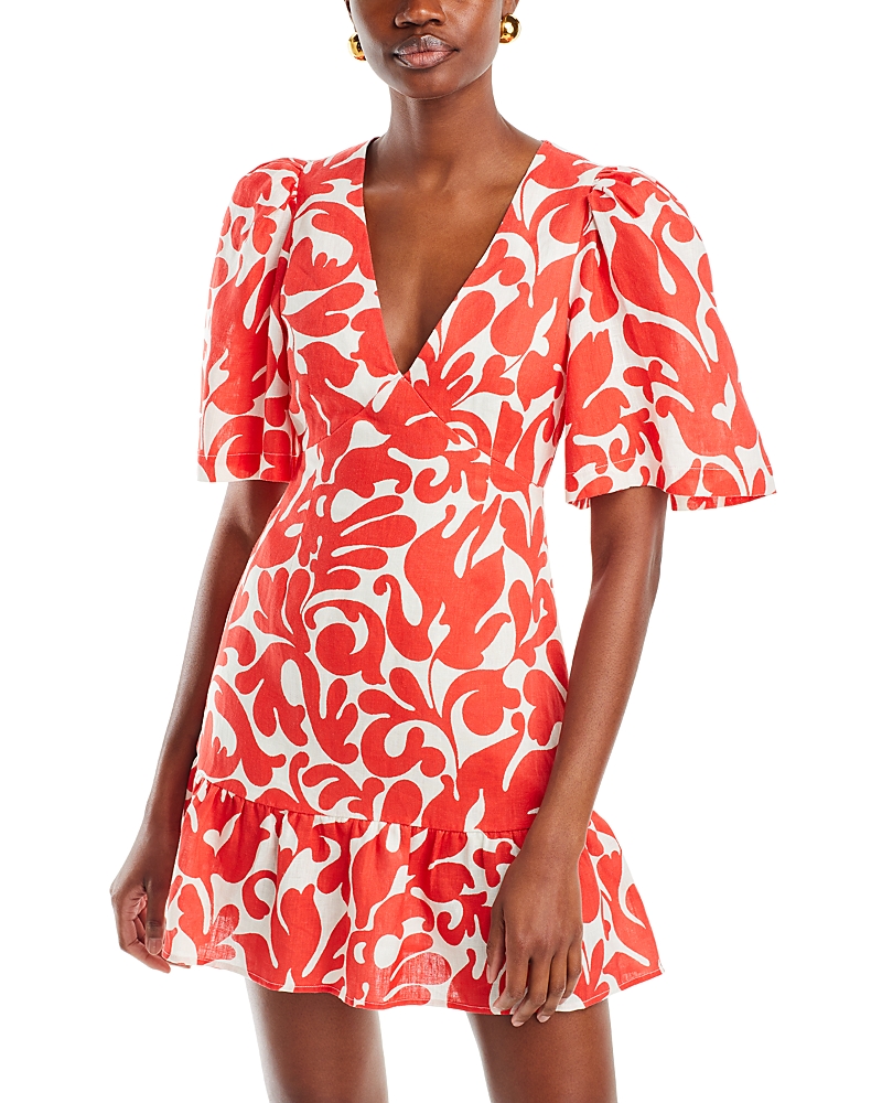 Rhode Mariana Printed Dress In Red Caspian Lagoon Grande