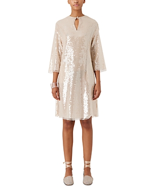 Shop Emporio Armani Sequined Keyhole Dress In Gold