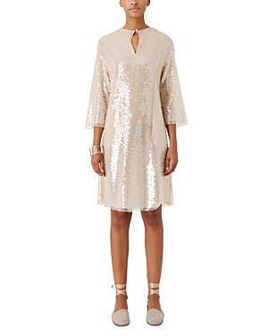 Emporio Armani Sequin-embellished Keyhole Neck Midi Dress In Gold