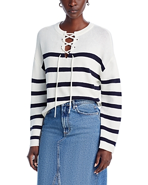 Aqua Striped Lace Up Sweater - 100% Exclusive