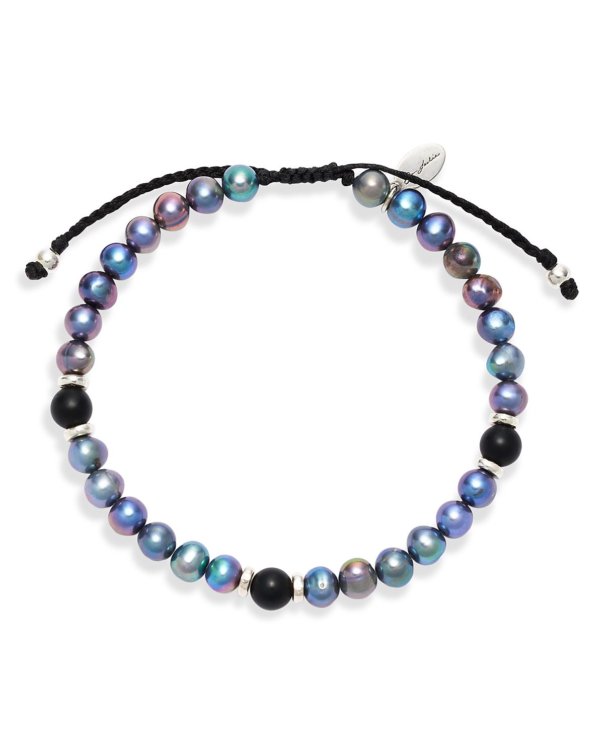 Jan Leslie Gray Freshwater Pearl & Matte Black Agate Beaded Bracelet