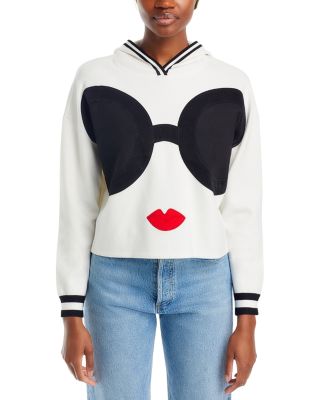 alice + olivia(アリスオリビア) STACEY FACEニット STACEFACE PULLOVER in BLACK/SOFT WHITE MULTI | ALICE + OLIVIA