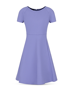 Shop Emporio Armani Short Sleeve Fit And Flare Dress In French Riviera