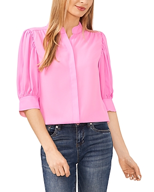 Shop Cece Collared Button Down Blouse In Sweet Pink