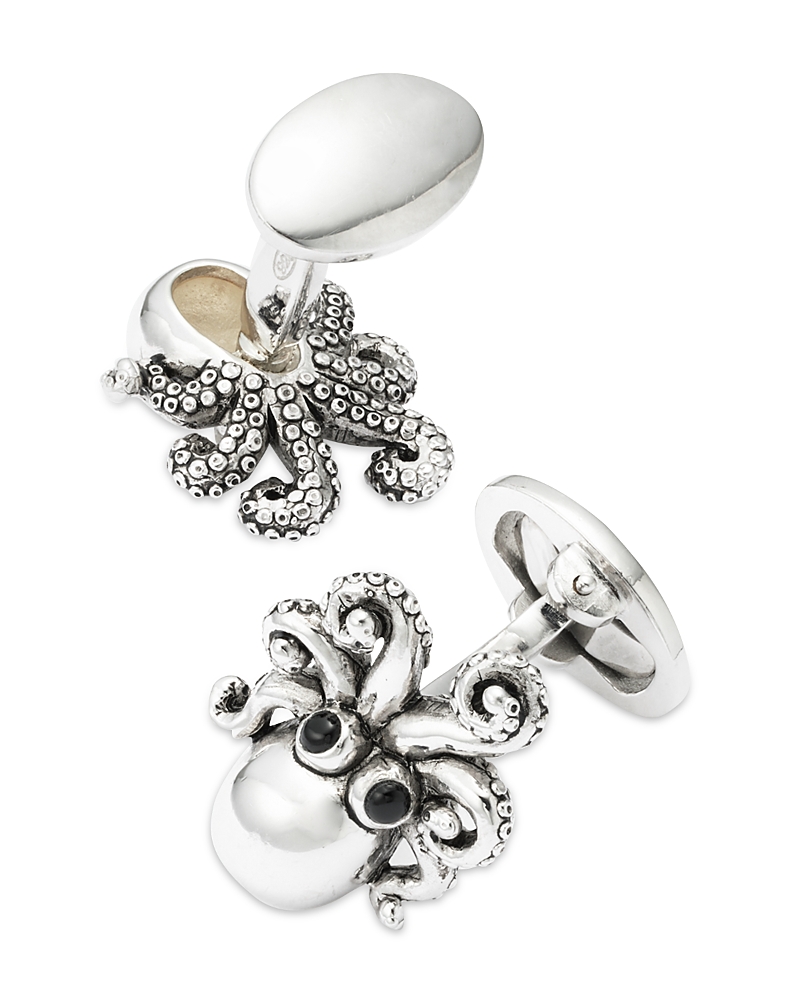 Jan Leslie Sterling Silver Octopus Cufflinks In Silver