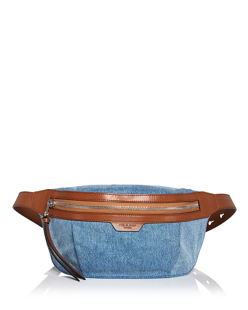 Rag & Bone Commuter Denim Belt Bag In Denim/silver