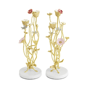 Shop Michael Aram Wildflowers Candle Holders, Set Of 2 In Gold/white