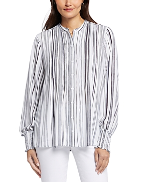 Shop Nydj Pleated Peasant Blouse In Asteria Stripe