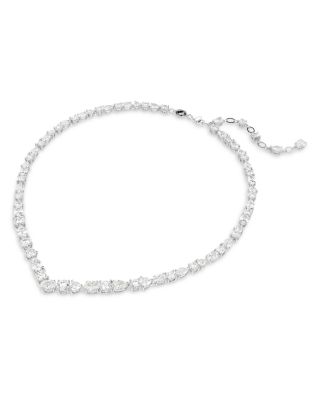 Mesmera Mixed Cut Crystal Necklace in Rhodium Plated, 15"