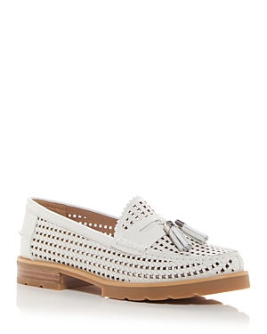 DONALD PLINER WOMEN'S SLIP ON TASSEL PERFORATED LOAFER FLATS