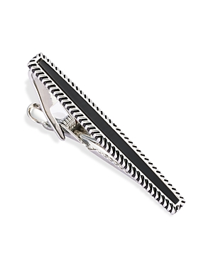 Link Up Black Obsidian Deco Framed Short Tie Bar In Black
