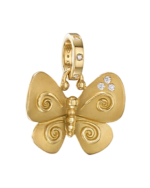 Shop Temple St Clair 18k Yellow Gold Diamond Butterfly Pendant