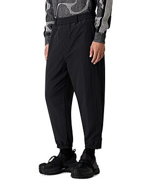 Emporio Armani Seersucker Pants In Solid Black