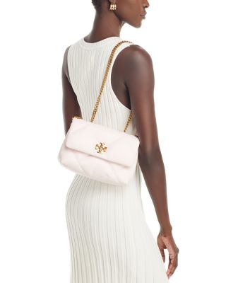 Tory Burch Kira Diamond Quilted Leather Small Convertible Shoulder Bag In Rose Salt