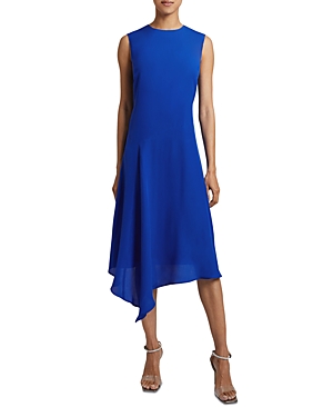 Shop Santorelli Silk Asymmetric Dress In Electric Blue