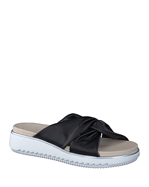 Shop Paul Green Women's Tiki Slide Sandals In Black Leather
