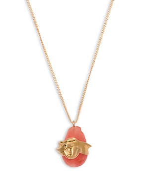 Completedworks Frozen Gesture Stone Pendant Necklace In 14k Gold Plated Sterling Silver, 18 In Pink/gold