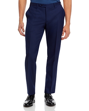 Shop Canali Capri Wool Slim Fit Dress Pants In Navy