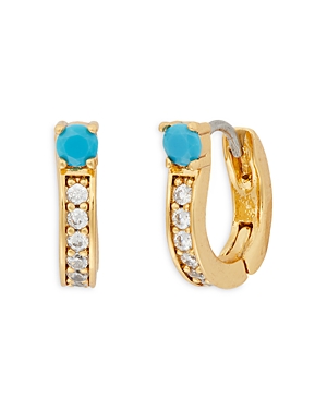 Shop Kate Spade New York Precious Delights Huggie Hoop Earrings In Turquoise/gold/crystal