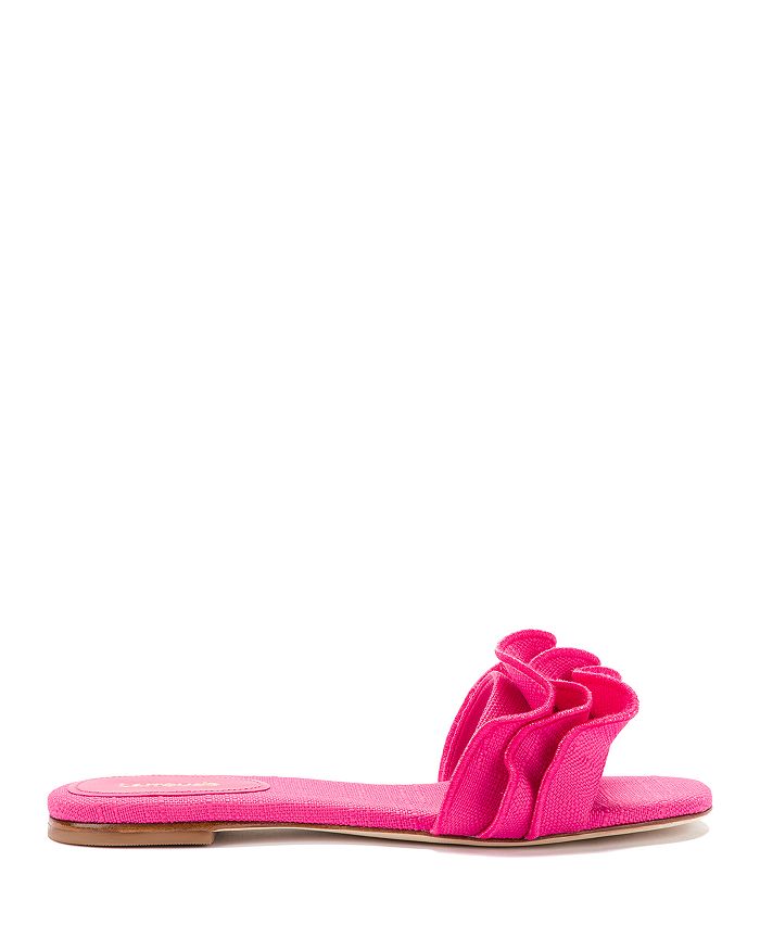 Shop Larroude Women's Ivy Ruffle Slide Sandals In Pink