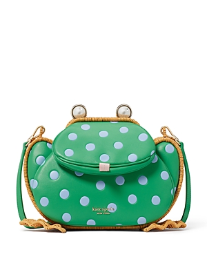 Shop Kate Spade New York Lily Polka Dot Wicker 3d Frog Crossbody In Candy Grass