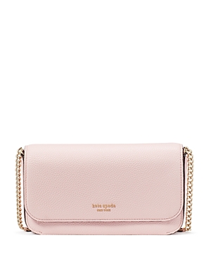 Shop Kate Spade New York Ava Pebbled Leather Flap Chain Wallet In Crepe Pink