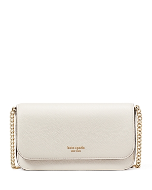 Shop Kate Spade New York Ava Pebbled Leather Flap Chain Wallet In Parchment