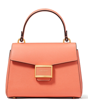 Shop Kate Spade New York Katy Textured Leather Small Top Handle Bag In Melon Ball
