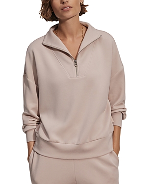 Shop Varley Hawley Half Zip Sweatshirt In Mushroom