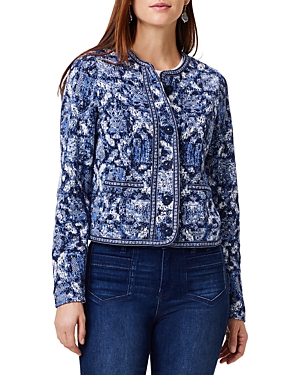 Nic + Zoe Geo Knit Jacket In Blue Multi