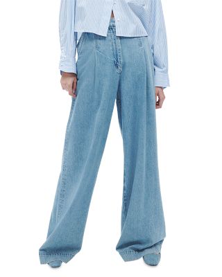 【関税込み】rag & bone ブルー Featherweight Abigale ジーンズ rag & bone Featherweight Abigail Pleated High Rise Wide Leg