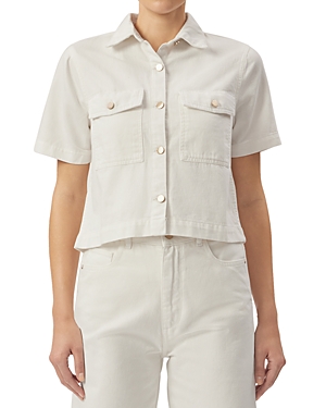 Shop Dl1961 Montauk Button Front Cropped Shirt In White