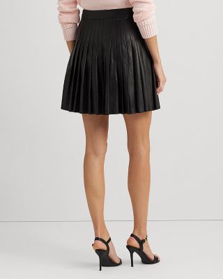 【RALPH LAUREN 】LAMB LEATHER SKIRT ラムレザー Ralph Lauren Women's Black A-Line Lamb Leather Skirt Sz 10