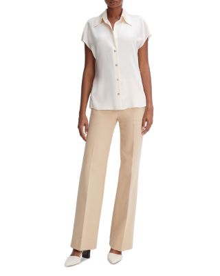 Silk Cap Sleeve Ruched Back Shirt 