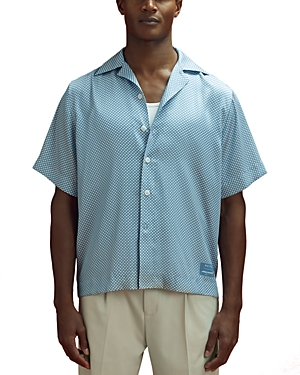 Shop Reiss X Mclaren F1 Team Halo Cuban Collar Regular Fit Shirt In Airforce Blue