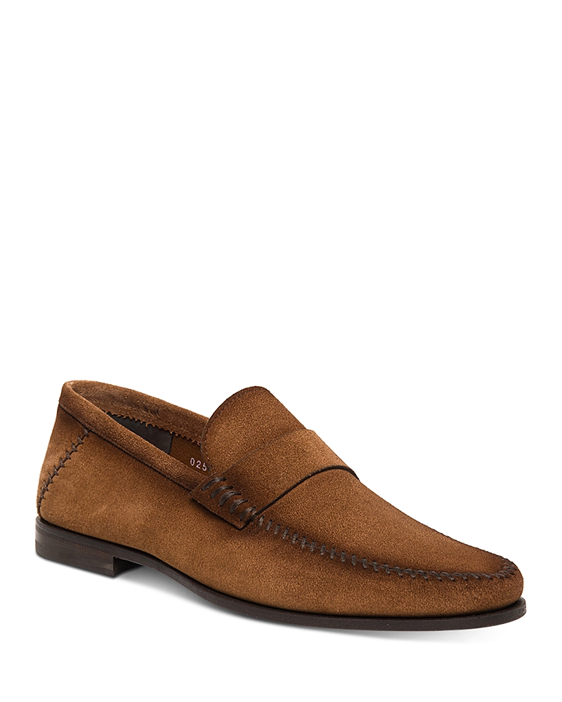Santoni Men's Paine-m1 Slip On Loafers In Brown Suede