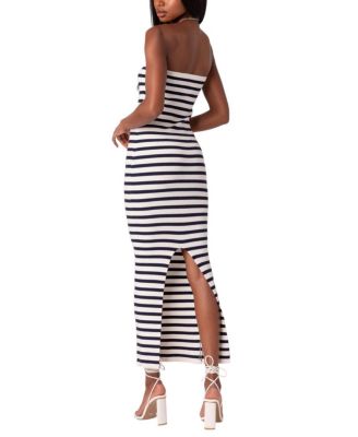 Knit Back Slitted Maxi Dress