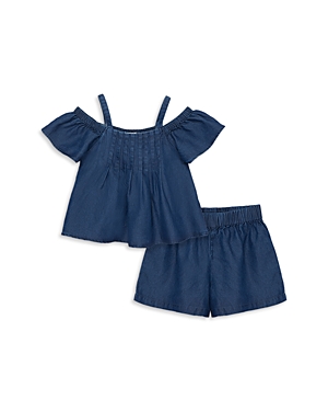 Shop Habitual Girls' Rosette Chambray Top & Shorts Set - Little Kid In Indigo