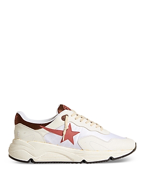Shop Golden Goose Men's Running Sole Lace Up Sneakers In White/bran
