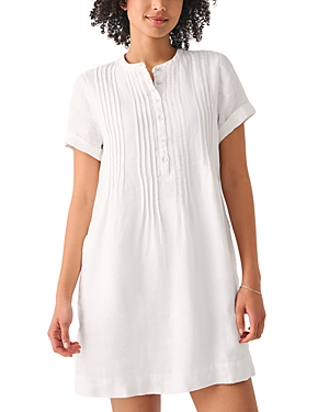 Faherty Gemina Basketweave Dress In White