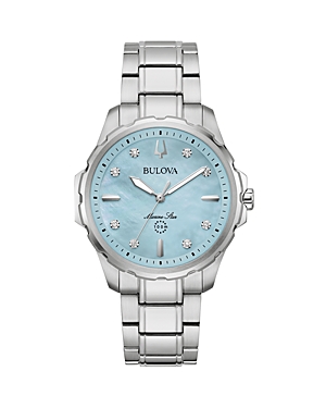 Bulova Marine Star Watch, 36mm In Blue/silver