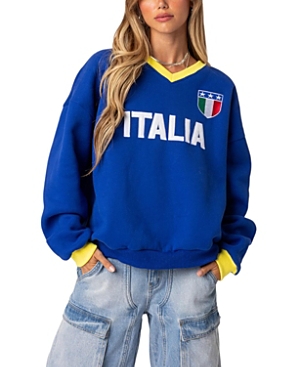 Shop Edikted Italy Oversized Sweatshirt In Blue