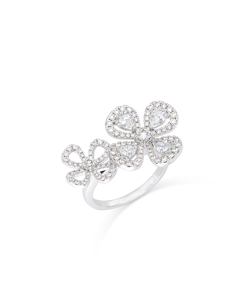 Bloomingdale's Diamond Pear & Round Flower Ring In 14k White Gold, 1.50 Ct. T. W. In White