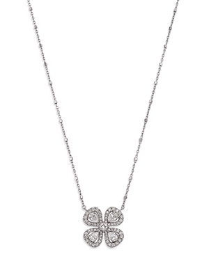 Bloomingdale's Diamond Pear & Round Flower Pendant Necklace in 14K White Gold, 1.25 ct. t.w.