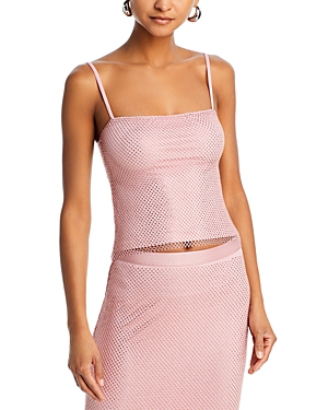 Shop Aqua Sleeveless Crystal Embellished Mesh Top - 100% Exclusive In Pink