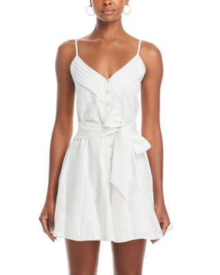 knee length dresses for ladies Ramy Brook Marceline Poplin Shirt Mini Dress in White