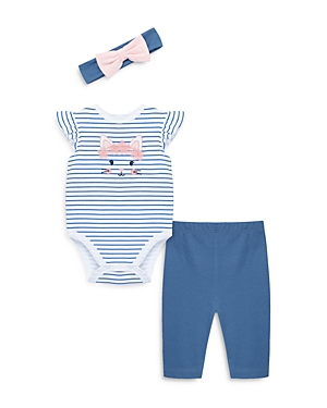 Shop Little Me Girls' Bow Headband, Kitty Bodysuit, & Bow Pants Set - Baby In Blue